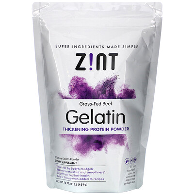 Zint Grass-Fed Beef Gelatin, Thickening Protein Powder, 16 oz (454 g)