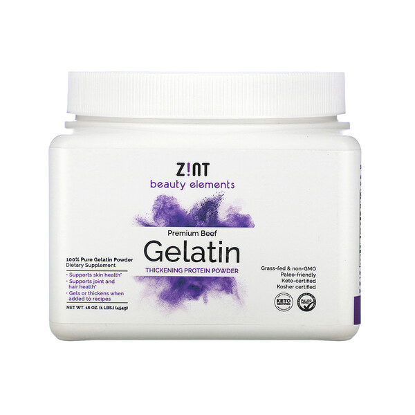 Zint‏, Premium Beef Gelatin, Thickening Protein Powder, 16 oz (454 g)