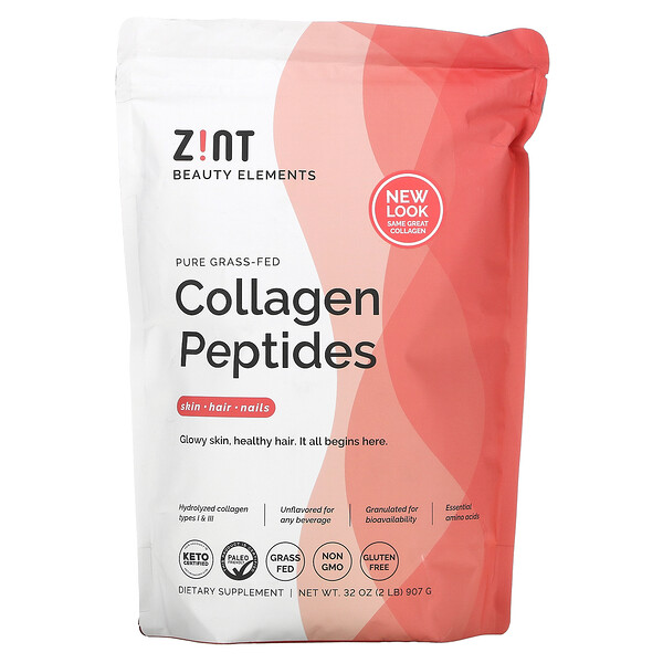Zint‏, بيبتيدات الكولاجين النقية من مصادر تتغذى على الأعشاب، خالٍ من النكهات، 32 أونصة (907 جم)