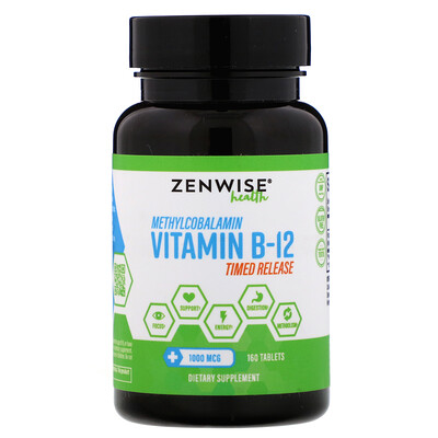Zenwise Health Methylcobalamin Vitamin B-12, Timed Release, 1,000 mcg, 160 Tablets