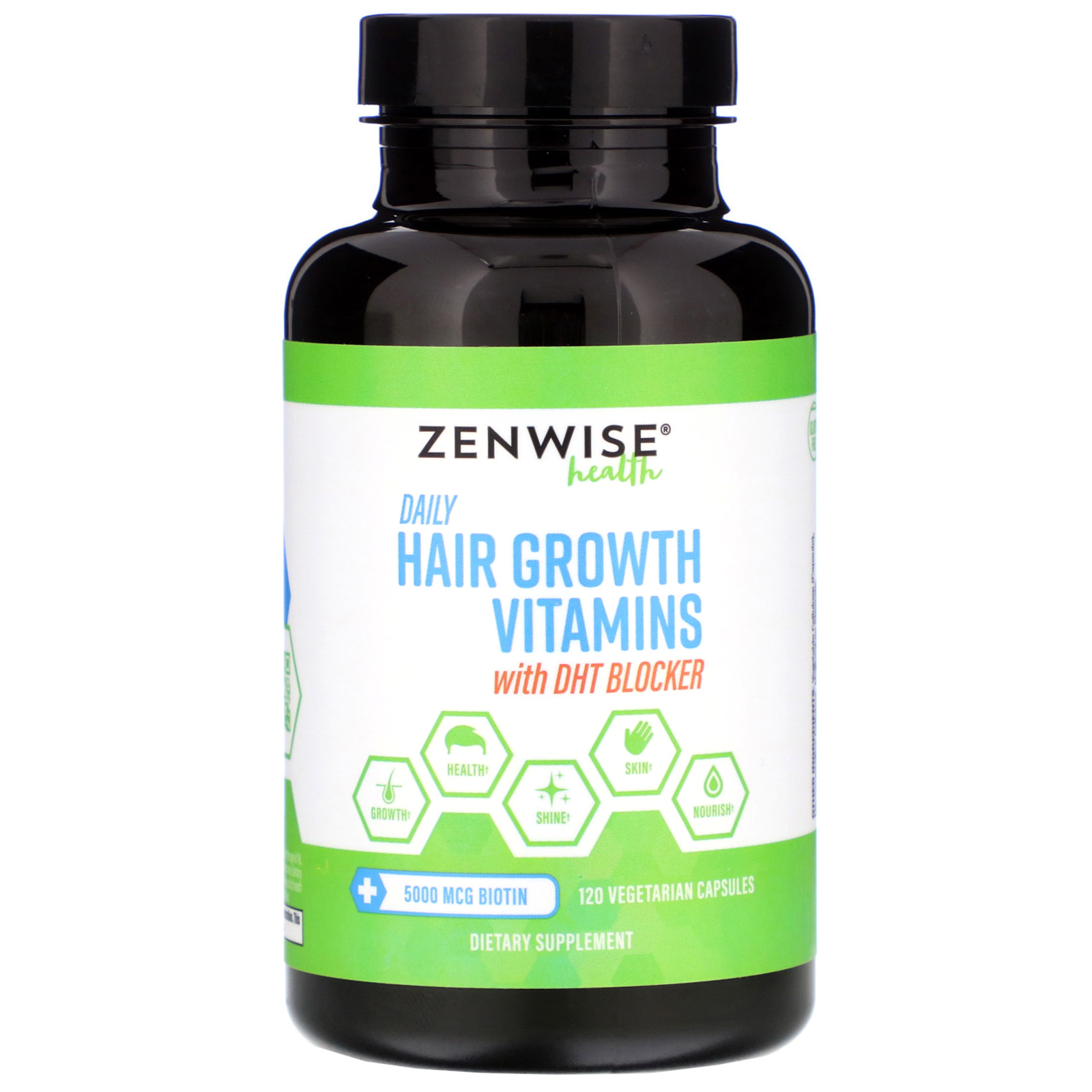Zenwise Health Dhtブロッカー配合の毎日の育毛用ビタミン ベジカプセル1粒 Iherb