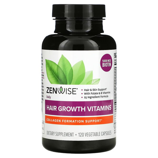 Daily Hair Growth Vitamins , 120 Vegetable Capsules