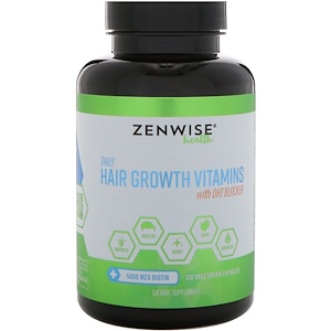Zenwise Health, Витамины для роста волос, для ежедневного применения, блокиратор ДГТ, 120 вегетарианских капсул