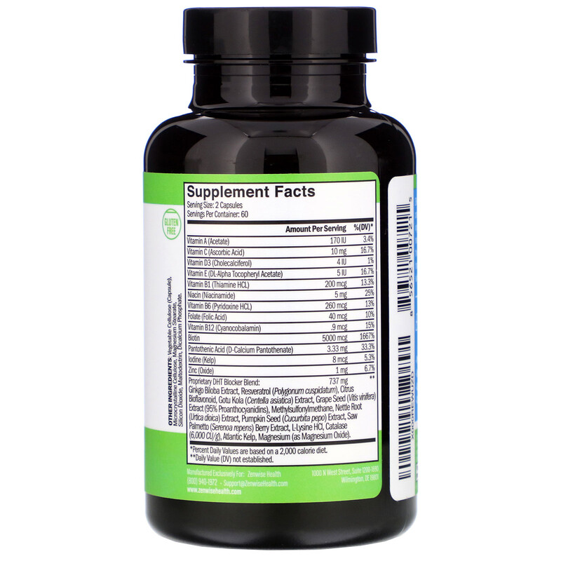 Zenwise Health, Daily Hair Growth Vitamins with DHT Blocker, 120