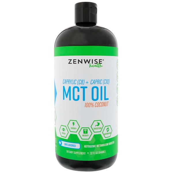 Zenwise Health, カプリル(C8) + カプリン(C10) MCT オイル、100%ココナツ、無香料、32 fl oz (946 ml)