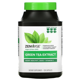 Zenwise Health, EGCG配合緑茶エキス+ビタミンC、植物性カプセル120粒  