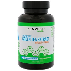 Купить Zenwise Health, Экстракт зеленого чая без кофеина с ЭГКГ + витамином C, 120 растительных капсул  на IHerb