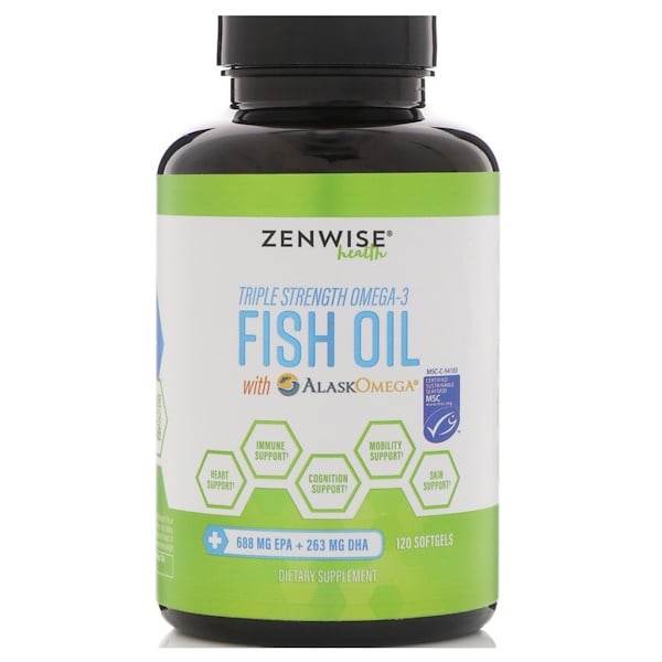 Zenwise Health, Triple Strength Omega3 Fish Oil with AlaskOmega, 120