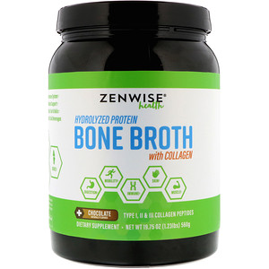 Отзывы о Зенвайз Хэлс, Hydrolyzed Protein Bone Broth with Collagen, Chocolate, 1.2 lbs (560 g)