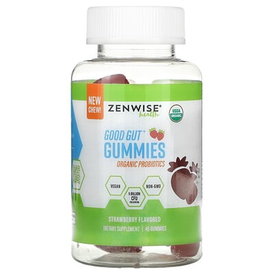 

Zenwise Health Good Gut Gummies, Organic Probiotics, Strawberry, 45 Gummies