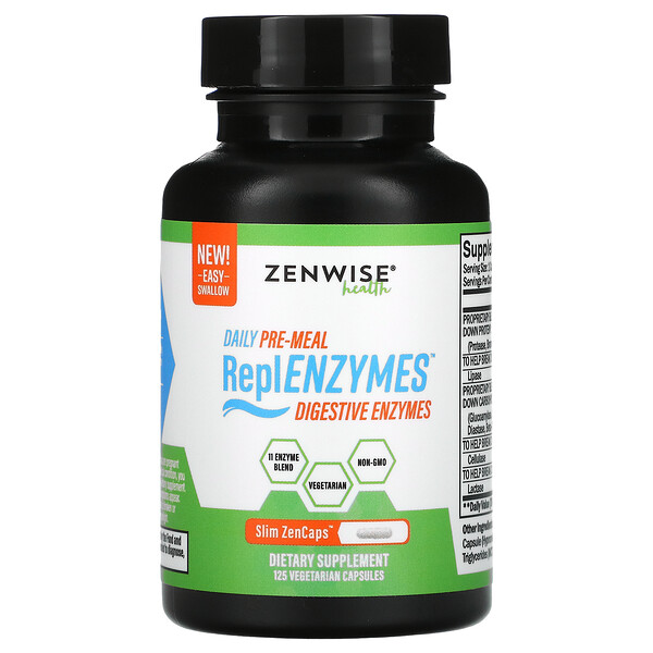 Zenwise Health‏, Daily Pre-Meal, ReplENZYMES, Digestive Enzymes, 125 Vegetarian Capsules