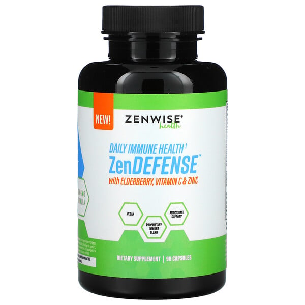 Zenwise Health, ZenDEFENSE with Elderberry, Vitamin C & Zinc, 90 Capsules