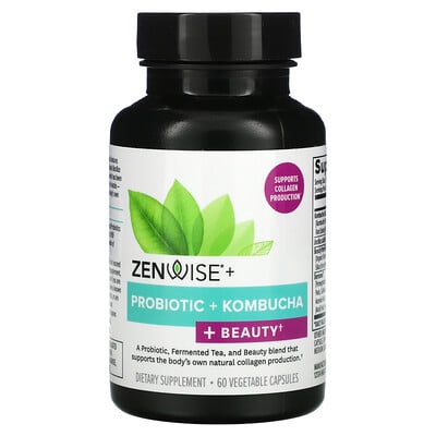 

Zenwise Health, Probiotic + Kombucha + Beauty, 60 Vegetable Capsules