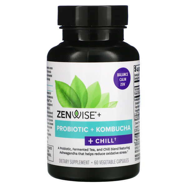 Zenwise Health‏, Probiotic + Kombucha + Chill, 60 Vegetable Capsules