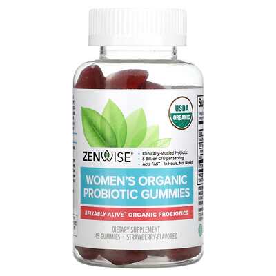 

Zenwise Health, Women's Organic Probiotic Gummies, Strawberry, 45 Gummies