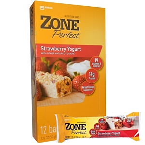 Купить ZonePerfect, Питательные батончики, со вкусом клубничного йогурта, 12 батончиков по 1.76 унций (50 г)  на IHerb