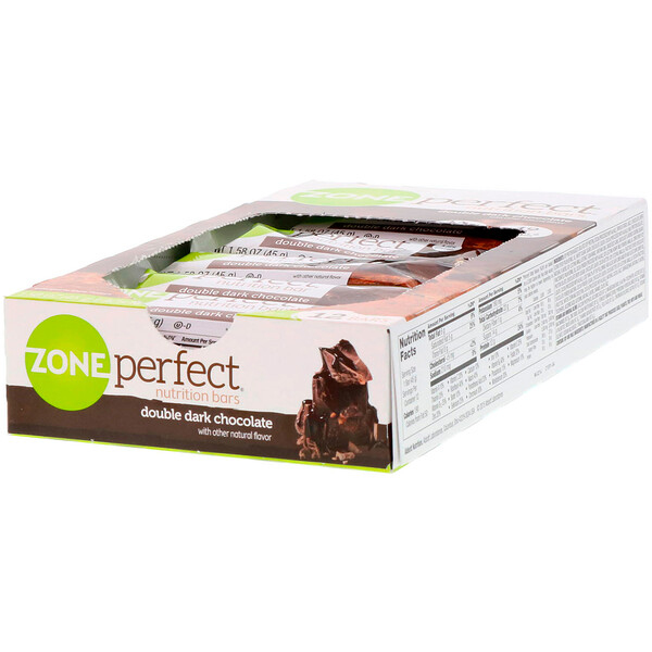 ZonePerfect‏, חטיפי תזונה, שוקולד מריר כפול, 12 חטיפים, 45 גרם ליחידה