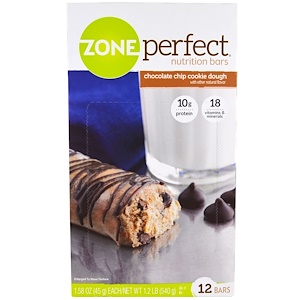 ZonePerfect, Питательные батончики, печенье с шоколадной крошкой, 12 батончиков, 1.58 унции (45 г) каждый