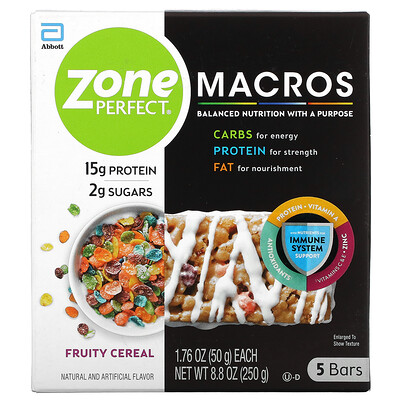 

ZonePerfect MACROS Bars Fruity Cereal 5 Bars 1.76 oz (50 g) Each