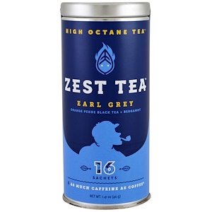 Zest Tea LLZ, High Octane Tea, Earl Grey, 16 Sachets, 1.41 oz (40 g) Each