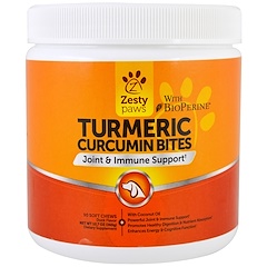 Zesty Paws, Turmeric, Curcumin Bites For Dogs, Joint & Immune Support, Duck Flavor, 90 Soft Chews