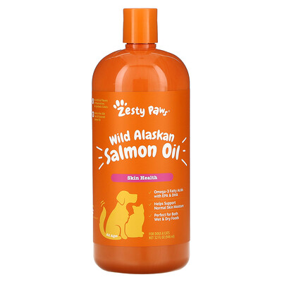

Zesty Paws Wild Alaskan Salmon Oil for Dogs & Cats Skin Health All Ages 32 fl oz (946 ml)