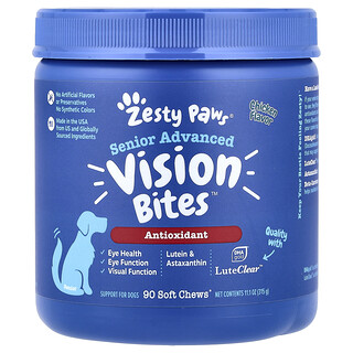 Zesty Paws, Senior Advanced, Vision Bites™, För hundar, Kyckling, 90 mjuka tuggtabletter, 315 g