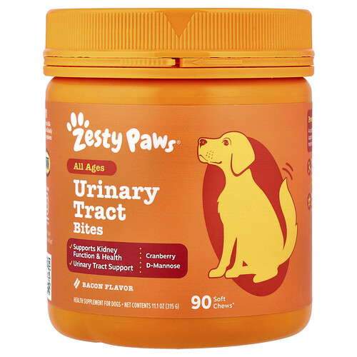 Zesty Paws Cranberry Urinary Tract Bites Urinary Tract Support Dog Soft Chews - Bacon - 90 Chews