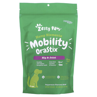 

Zesty Paws, Hemp Elements, Mobility Orastix For Dogs, All Ages, Peppermint, 12 oz (340 g)