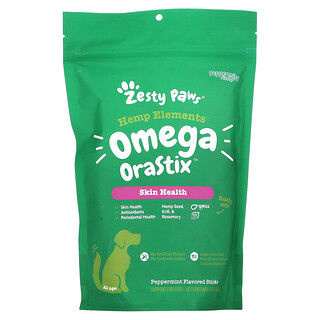Zesty Paws, Hemp Elements, Omega OraStix For Dogs, All Ages, Peppermint, 12 oz (340 g)
