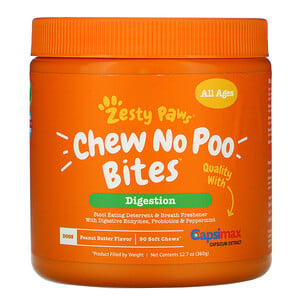 Отзывы о Зэсти Раус, Chew No Poo Bites for Dogs, Digestion, All Ages, Peanut Butter Flavor, 90 Soft Chews, 12.7 oz (360 g)
