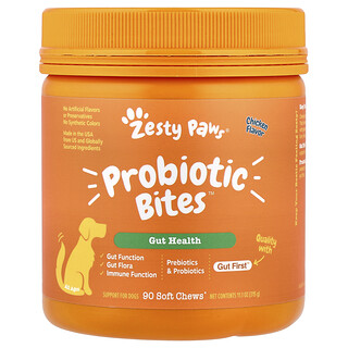 Zesty Paws, Probiotic Bites™, za pse, sve uzraste, piletina, 90 mekih žvakaćih tableta, 315 g
