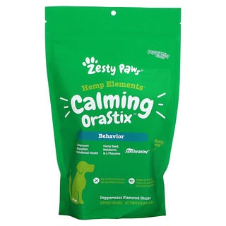 Zesty Paws, Hemp Elements, Calming OraStix For Dogs, All Ages, Peppermint, 12 oz (340 g)