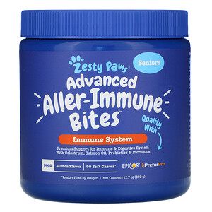 Отзывы о Зэсти Раус, Advanced Aller-Immune Bites for Dogs, Immune System, Senior, Salmon Flavor, 90 Soft Chews, 12.7 oz (360 g)