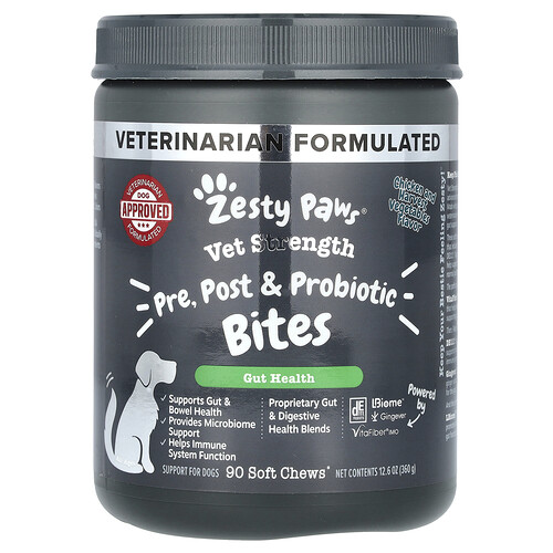 Photos - Dog Medicines & Vitamins Zesty Paws , Vet Strength Pre, Post & Probiotic Bites, For Dogs, All Ages, Chicken and Harvest Vegetable, 90 Soft