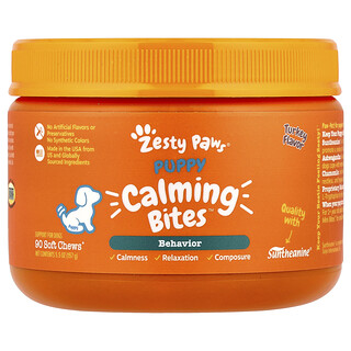 زيستي باوز‏, Puppy Calming Bites ™ ، للكلاب ، ديك رومي ، 90 قطعة طرية قابلة للمضغ ، 5.5 أونصة (157 جم)