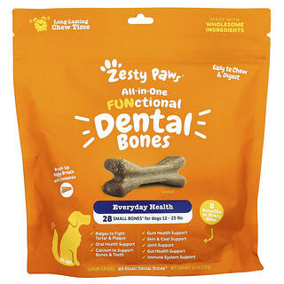 Zesty Paws, 多合一功能性牙骨，狗狗專用，小號，肉桂味，28 塊，8.4 盎司（238 克）
