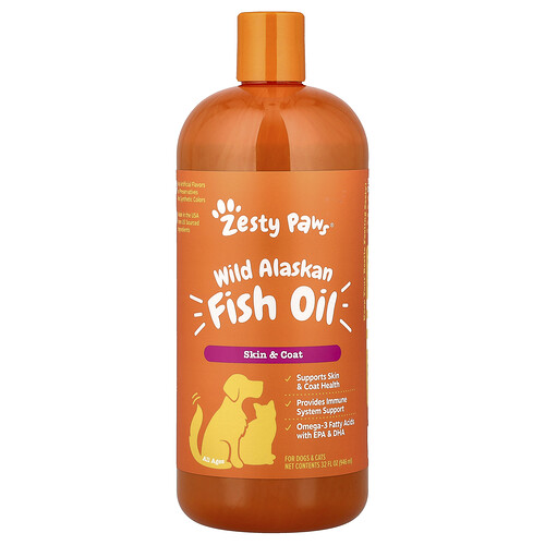 Photos - Vitamins & Minerals Zesty Paws , Wild Alaskan Fish Oil, For Dogs & Cats, All Ages, 32 fl oz ZTP-59402 (946 ml)