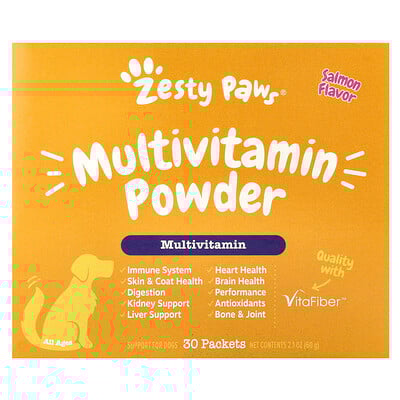 Zesty Paws  Multivitamin Powder  For Dogs  All Ages  Salmon  30 Packets  2.1 oz (60 g)