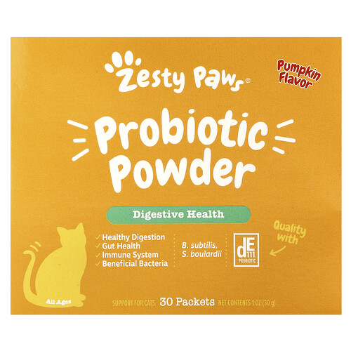 Photos - Dog Medicines & Vitamins Zesty Paws , Prebiotic Powder, For Cats, All Ages, Pumpkin, 30 Packets, 1 oz ZTP-59424 (30 g)
