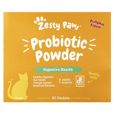 Zesty Paws Prebiotic Powder For Cats All Ages Pumpkin 30 Packets 1 oz (30 g)