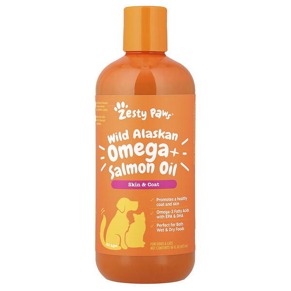 Zesty Paws Wild Alaskan Omega + Salmon Oil, For Dogs & Cats, All Ages, 16 fl oz (473 ml)
