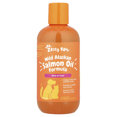 Zesty Paws Wild Alaskan Salmon Oil Formula For Dogs & Cats All Ages 8.5 fl oz...