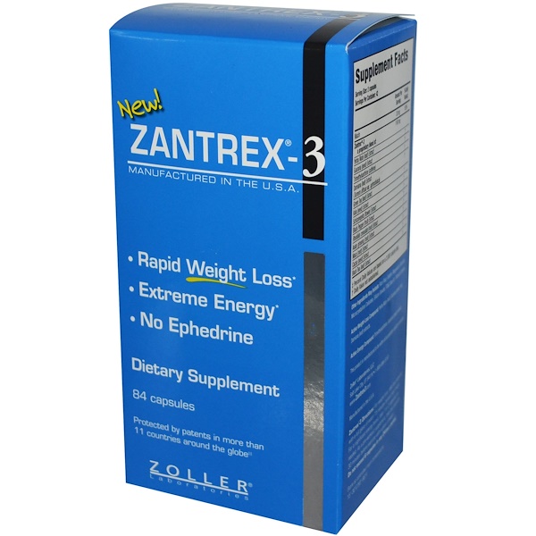 Zoller Laboratories, Средство для быстрого снижения веса Zantrex-3, 84 капсулы