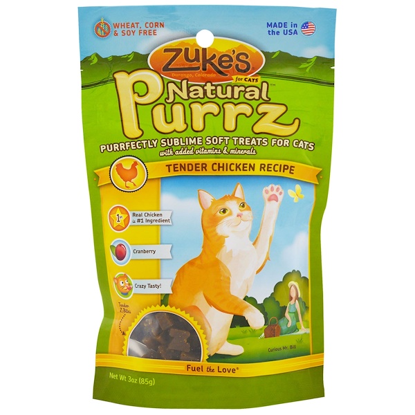 Zuke's, Natural Purrz, Soft Treats for Cats, Chicken Formula, 3 oz (85