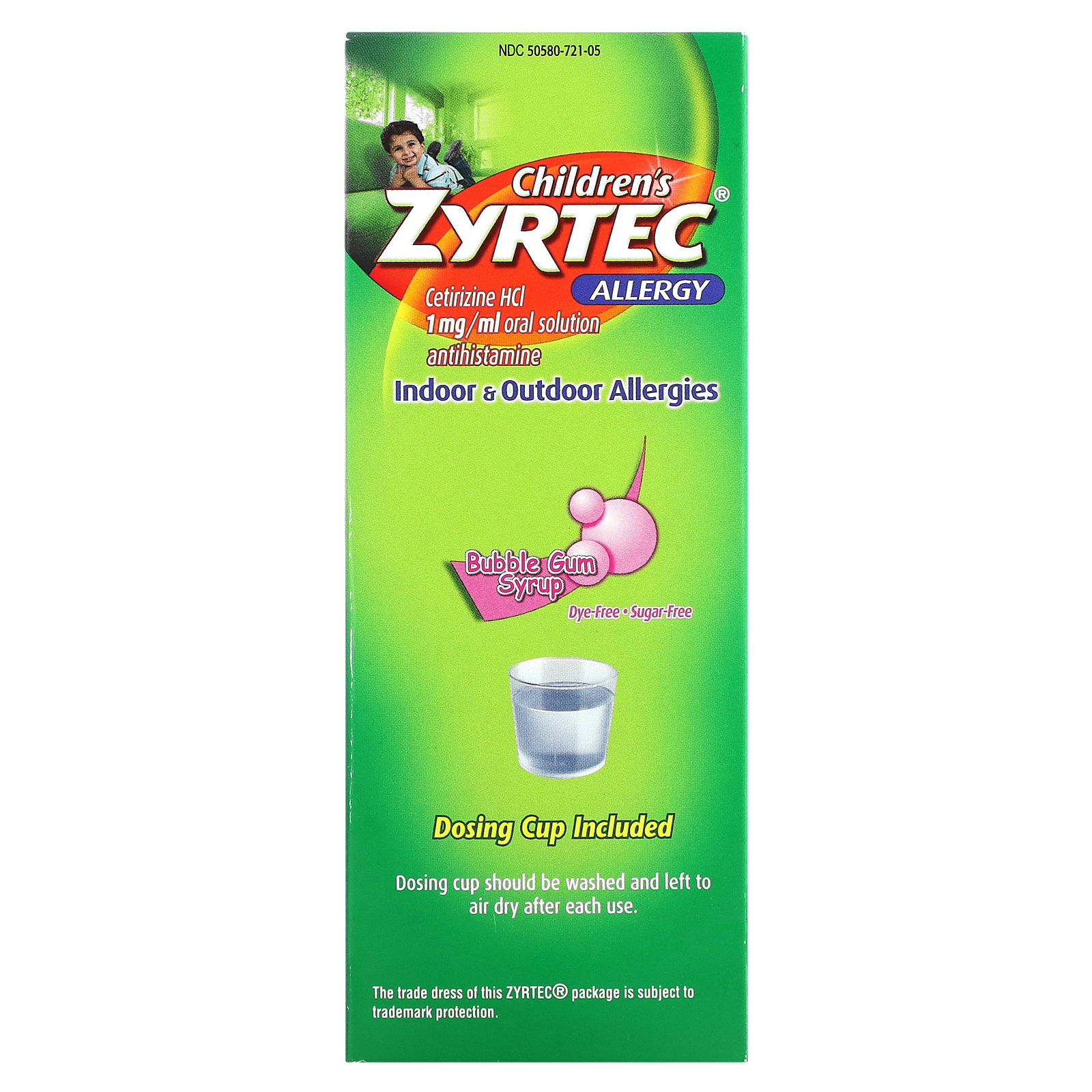 Zyrtec, Children's Allergy, Relief Syrup, 2+ Years, Bubble Gum, 5 mg, 4